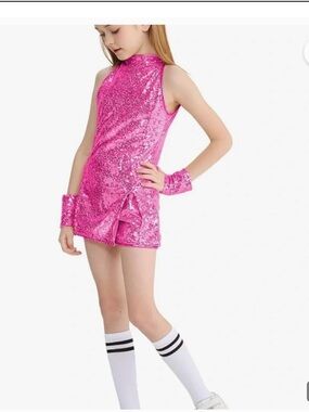 Lolanta Girls Hot Pink Sequin Dance Costume Set – Size 140 (8-9years)  – NWT